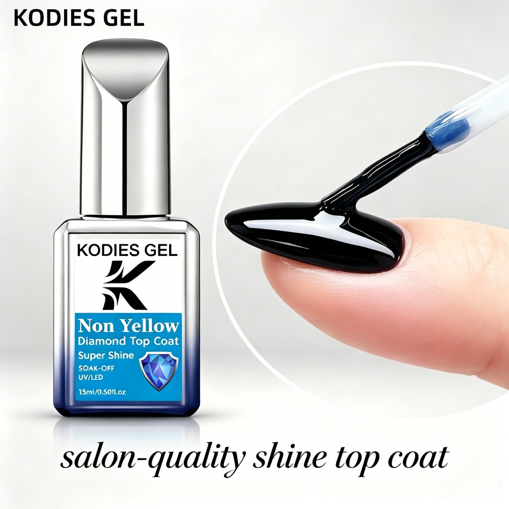 KODIES GEL Non Yellow Top Coat - огляд і ціна Nail Art Glossy
