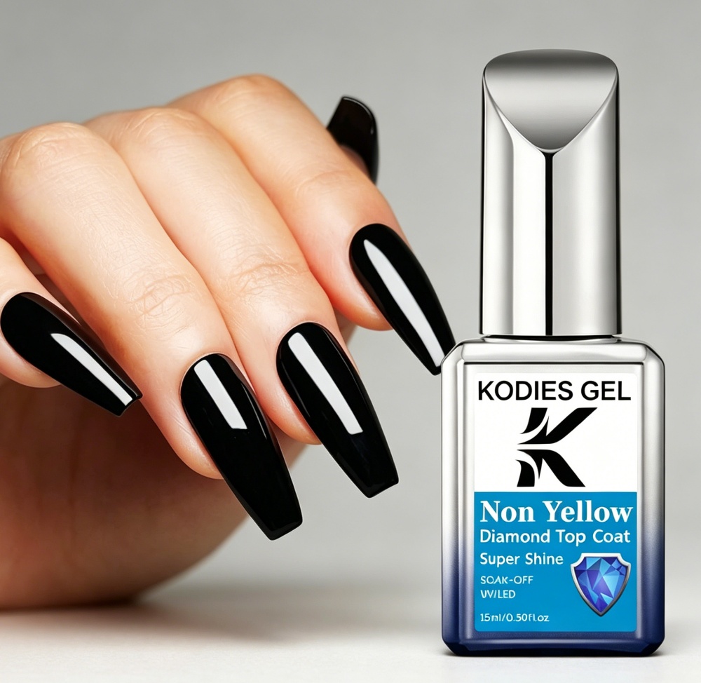 KODIES GEL Non Yellow Top Coat - огляд і ціна Nail Art Glossy