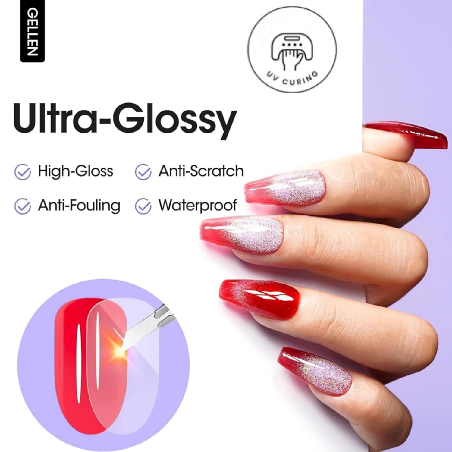 GELLEN Nail Gel Top Coat 18ML  - огляд і ціна Nail Art Glossy