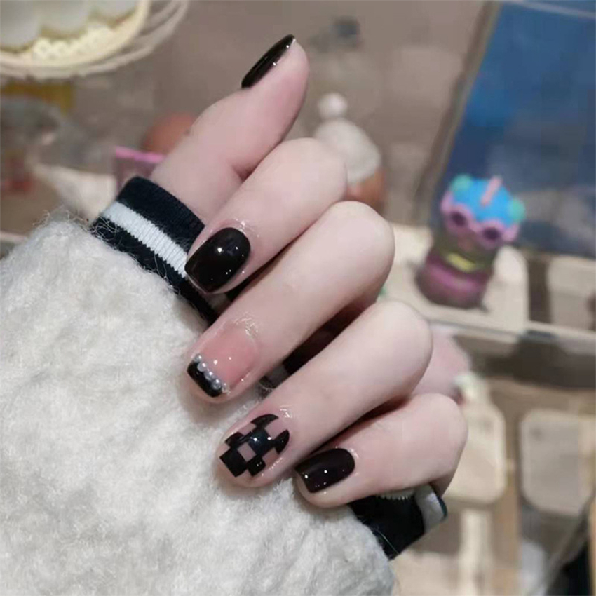 24PCS Short Acrylic Golden Hea - огляд і ціна Nail Art Glossy
