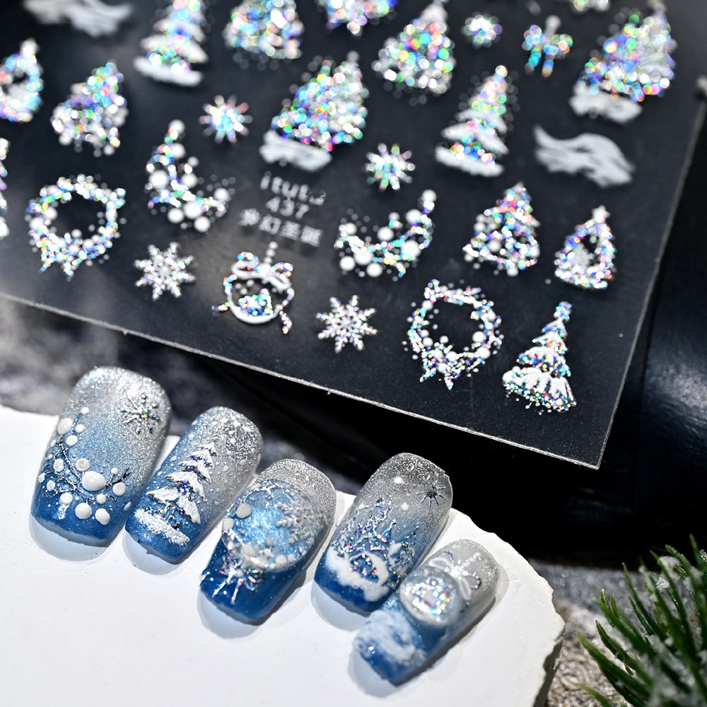 5D Embossed Gold Castle/Garlan - огляд і ціна Nail Art Xmas Tree