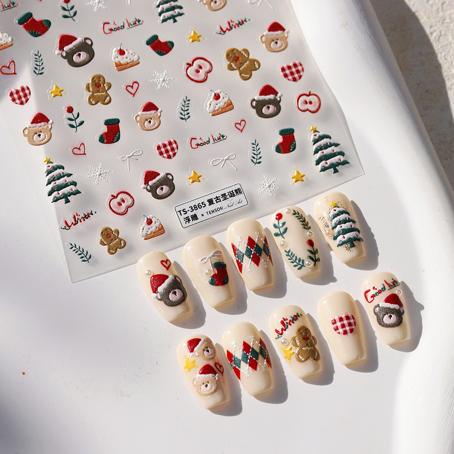 Cute Christmas Bear & Gingerbr - огляд і ціна Nail Art Xmas Tree