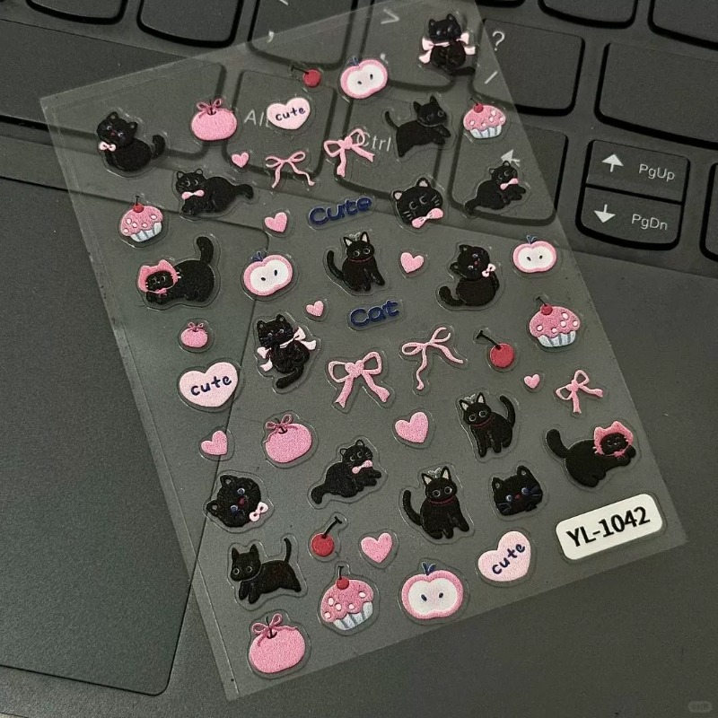 Cute Cartoon Bow Black Cat 3D  - огляд і ціна Nail Art Jelly