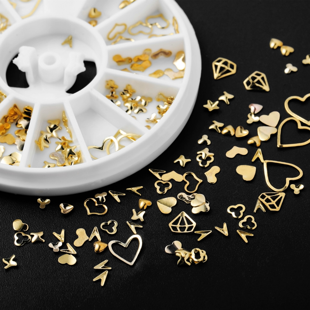 1Box Gold Nail Art Glitter Met - огляд і ціна Nail Art Overlay